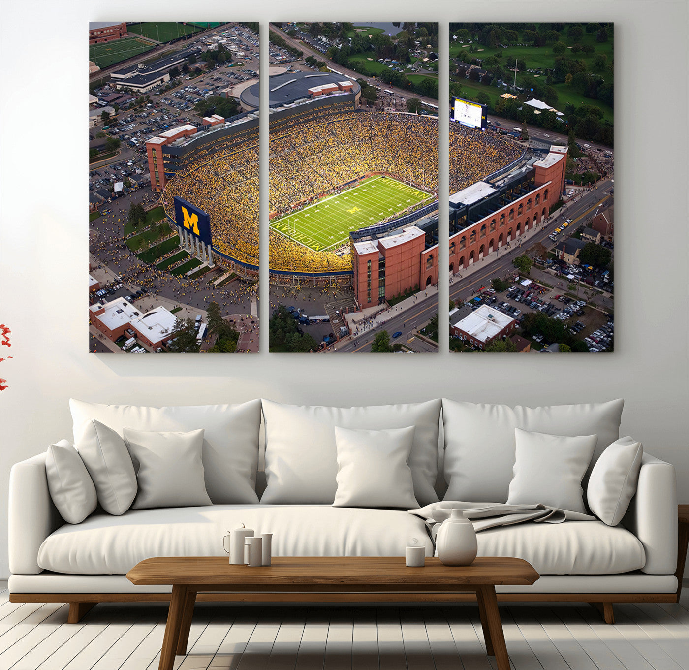 MGV-CV-48X32-3P - University of Michigan Wolverines Football Team Print - Ann Arbor Michigan Stadium Wall Art Canvas
