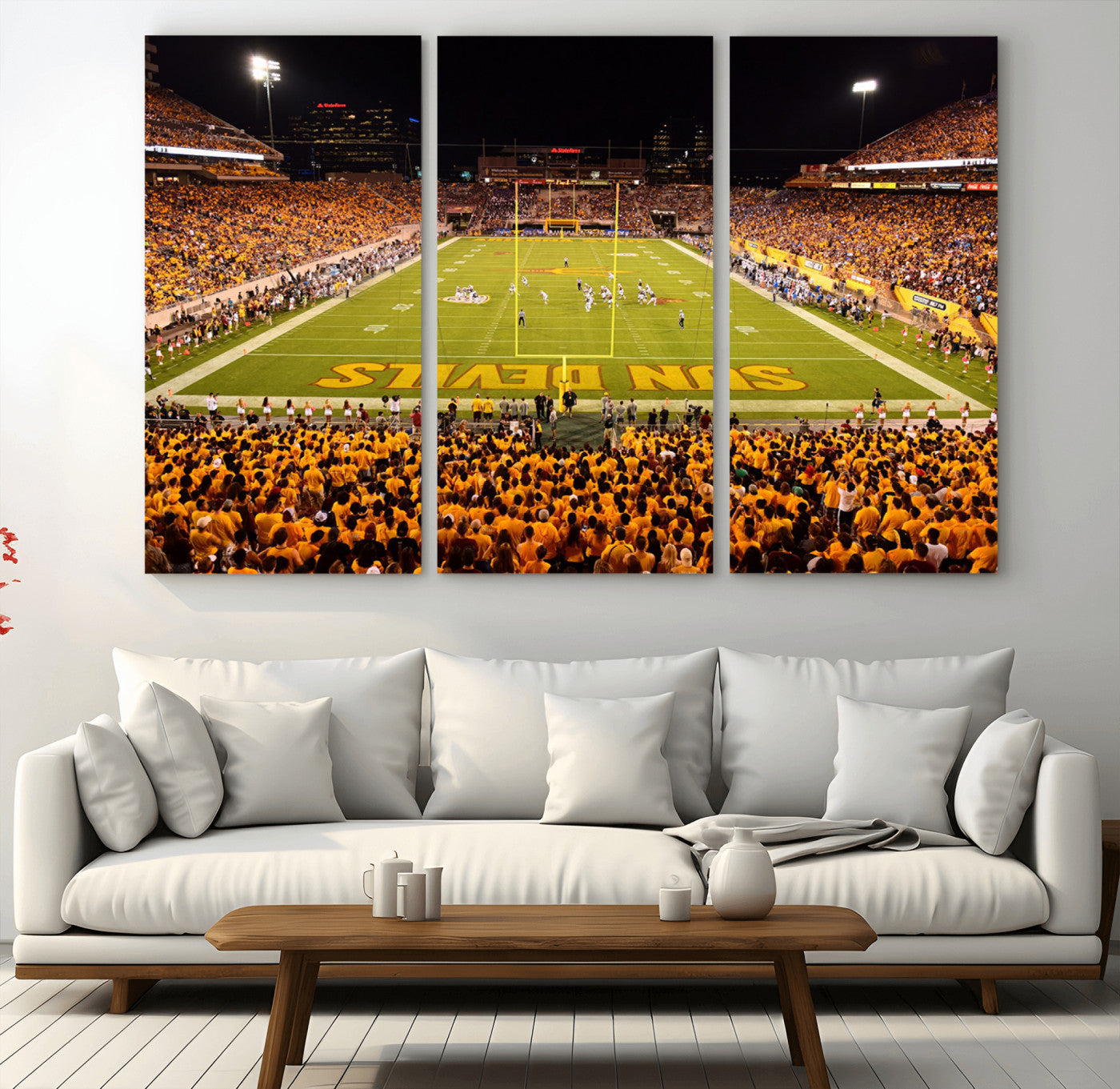 MGV-CV-48X32-3P - ASU Sun Devils Football Team Print - Phoenix Mountain America Stadium Wall Art Canvas Print