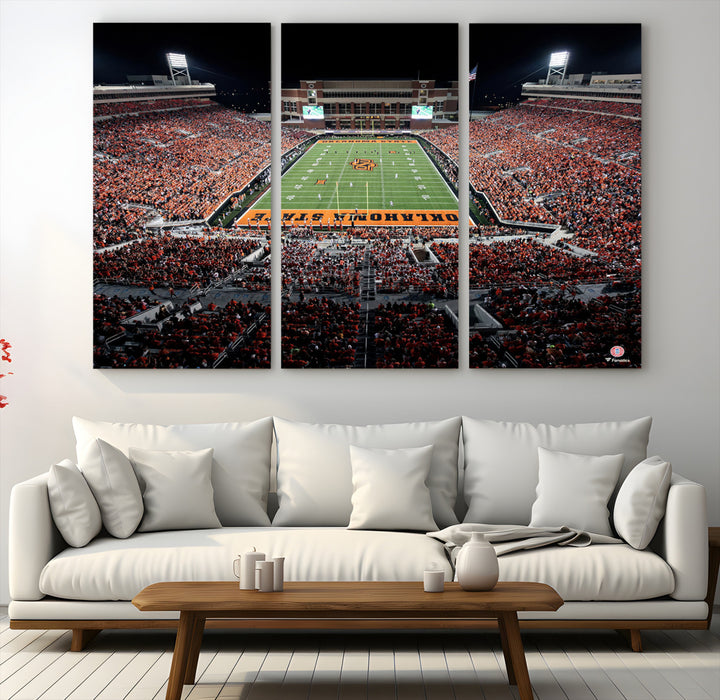 Oklahoma State Cowboys Canvas Print, Football Team Print - Stillwater Boone Pickens Stadium Wall Art Canvas Print