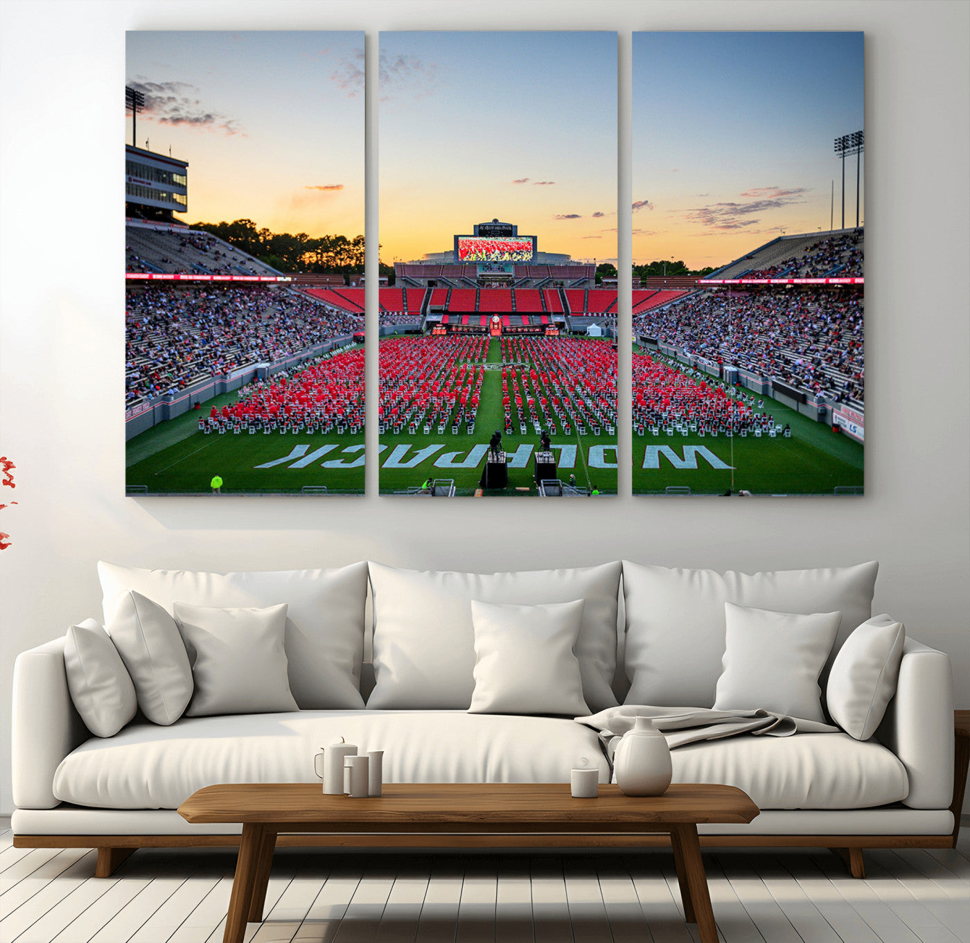 35266-MGV-CV-36X24-NC State Wolfpack Football Team Print Wall Art - Raleigh Carter-Finley Stadium Wall Art Canvas Print