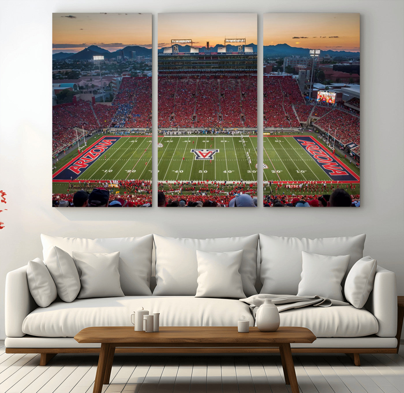 45563-MGV-CV-48X32-3P-Arizona Wildcats Football Team Print - Tucson Arizona Stadium Wall Art Canvas Print
