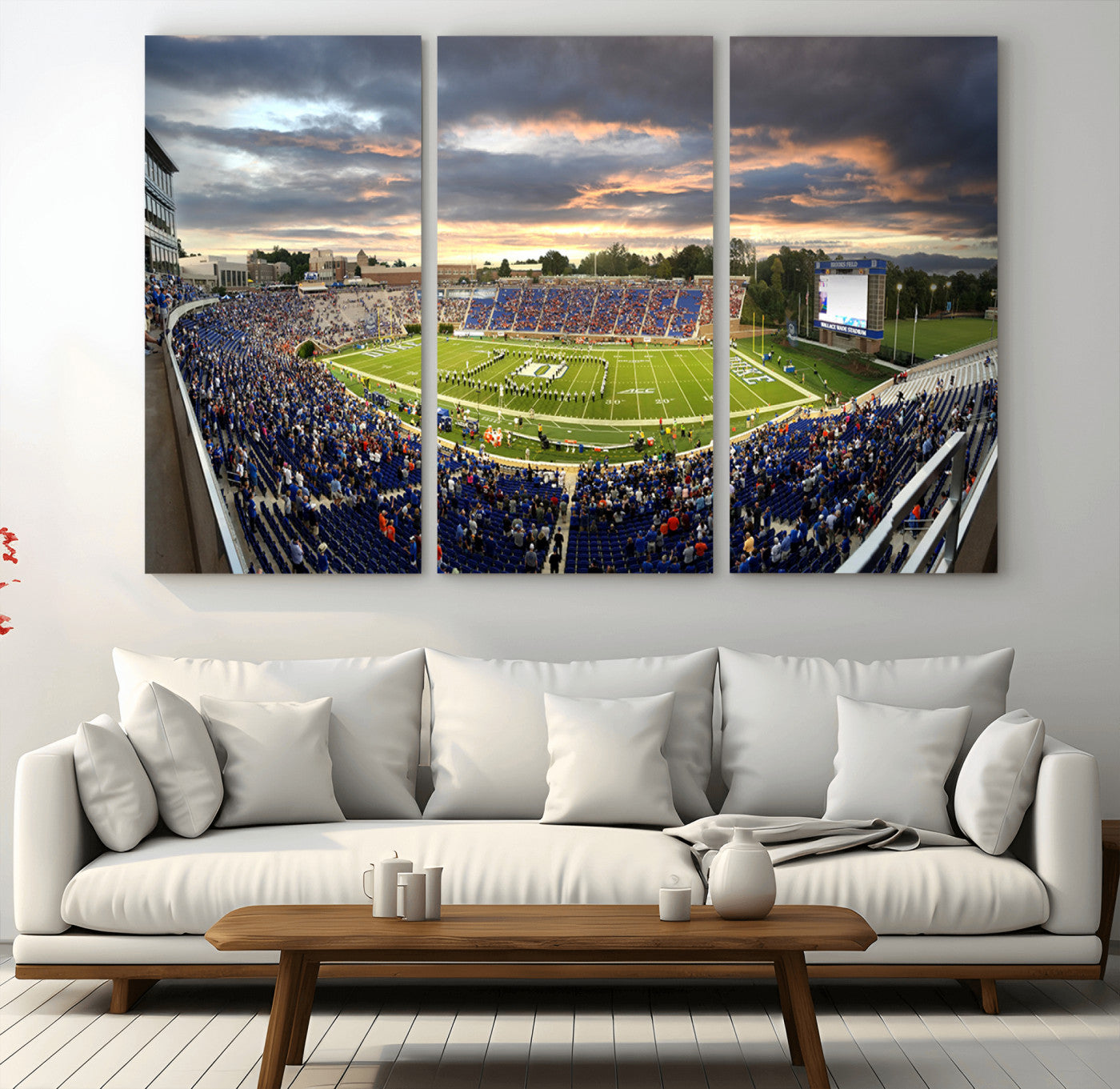 60433-MGV-CV-36X24-Duke University Blue Devils Football Team Print - Durham Wallace Wade Stadium Wall Art Canvas Print