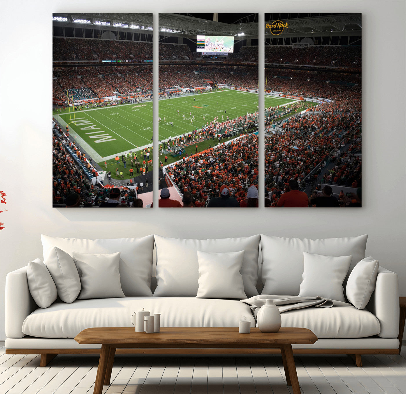 MGV-CV-48X32-3P - Miami Hurricanes Football Team Print Canvas- Miami Hard Rock Stadium Wall Art Canvas Print