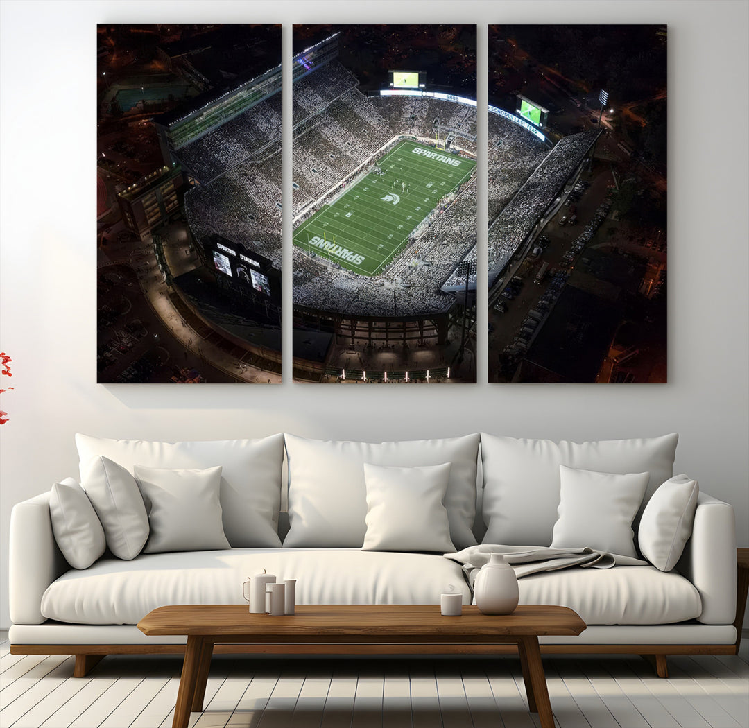 Michigan State Spartans Football Team Print - East Lansing Spartan Stadium Print Wall Art