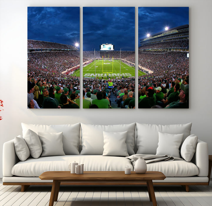 Michigan State Spartans Football Team Print - East Lansing Spartan Stadium Wall Art Canvas Print