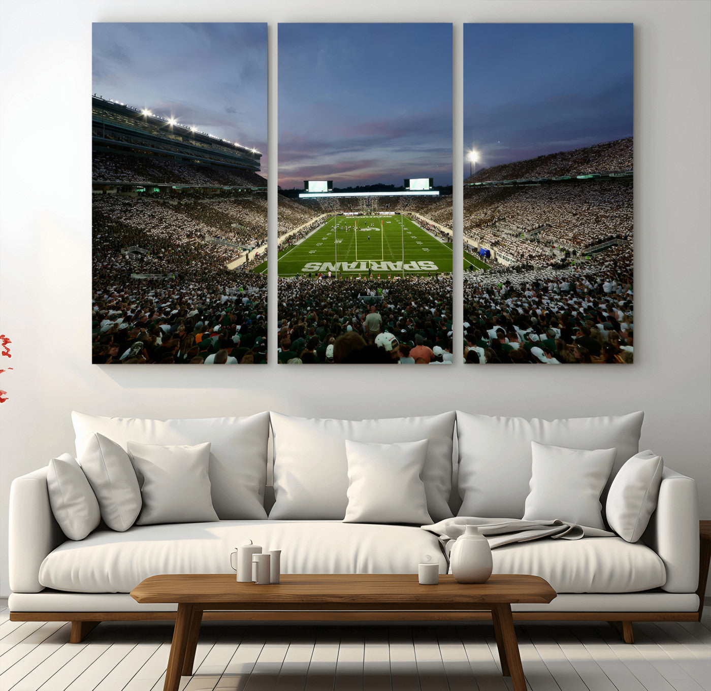 MGV-CV-48X32-3P - Michigan State Spartans Football Team Print - East Lansing Spartan Stadium Canvas Print