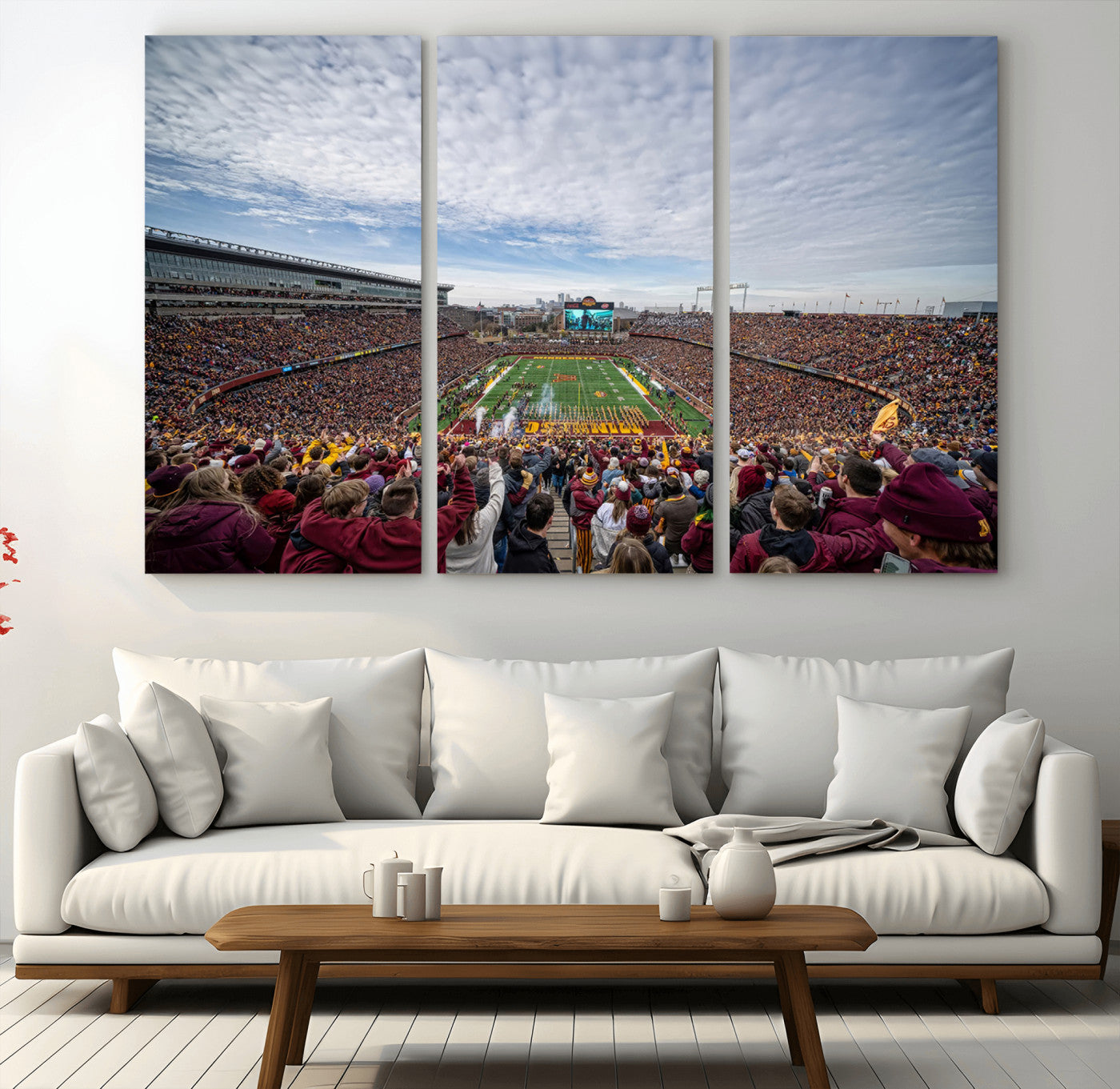 MGV-CV-48X32-3P - University of Minnesota Golden Gophers Football Team Print - Minneapolis Huntington Bank Stadium Art