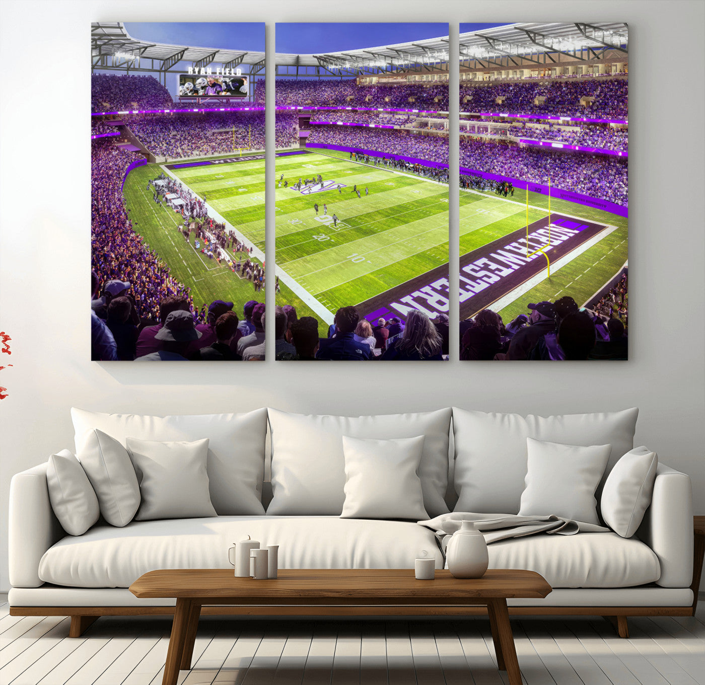 MGV-CV-48X32-3P - Northwestern University Wildcats Football Team Print - Evanston Ryan Field Wall Art Canvas Print