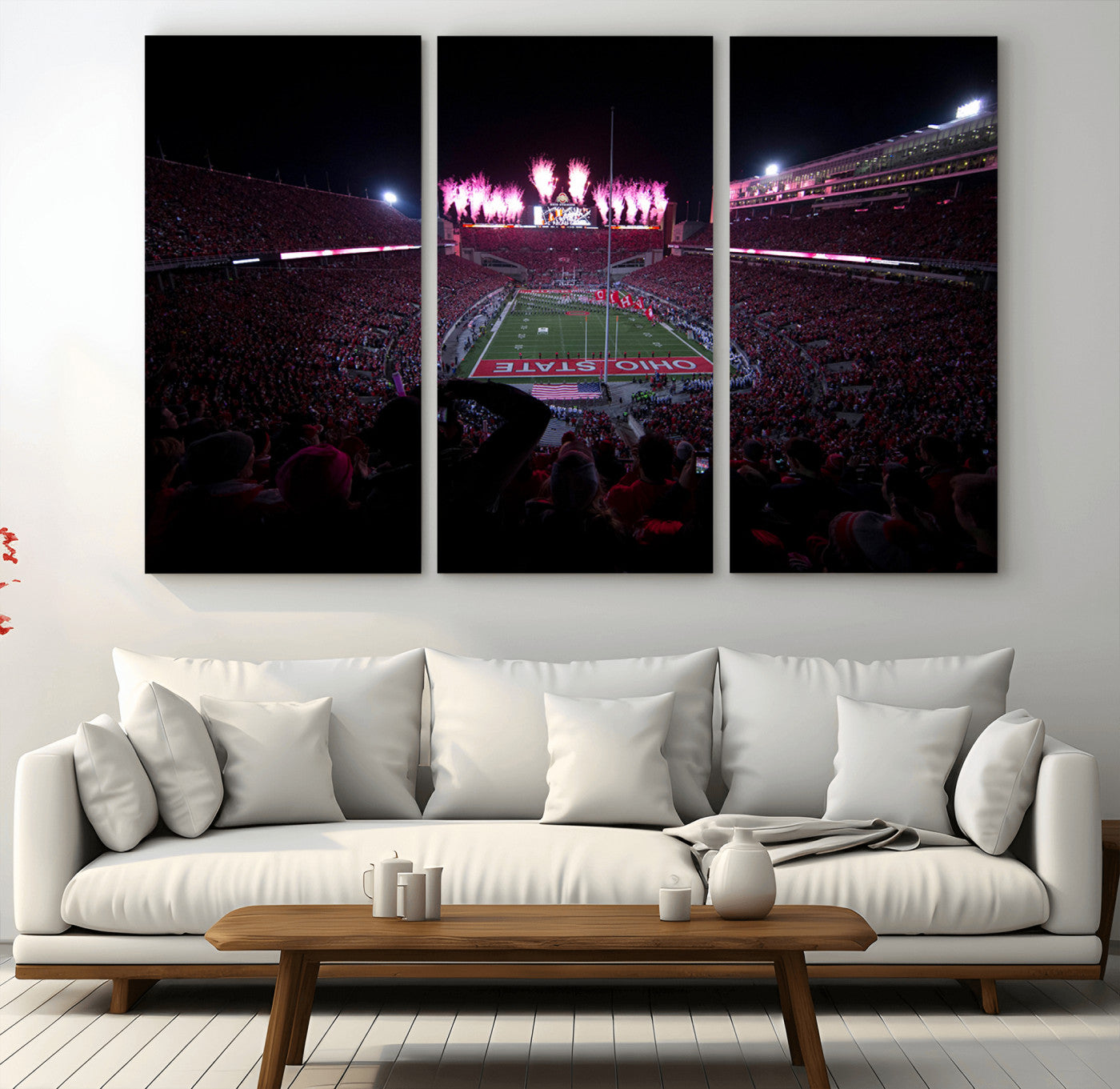 20483-MGV-CV-36X24-Ohio State University Buckeyes Football Team Print - Columbus Ohio Stadium Wall Art Canvas Print