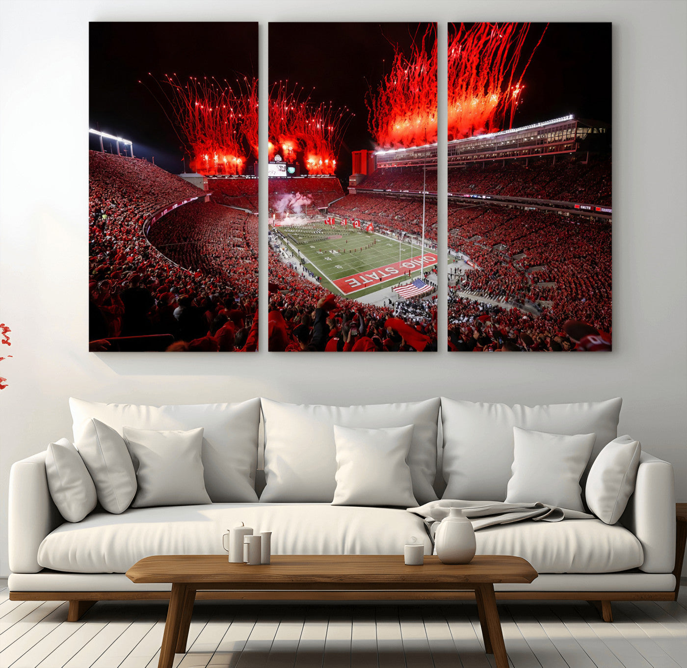 56909-MGV-CV-36X24-Ohio State University Buckeyes Football Team Print - Columbus Ohio Stadium Wall Art Canvas Print