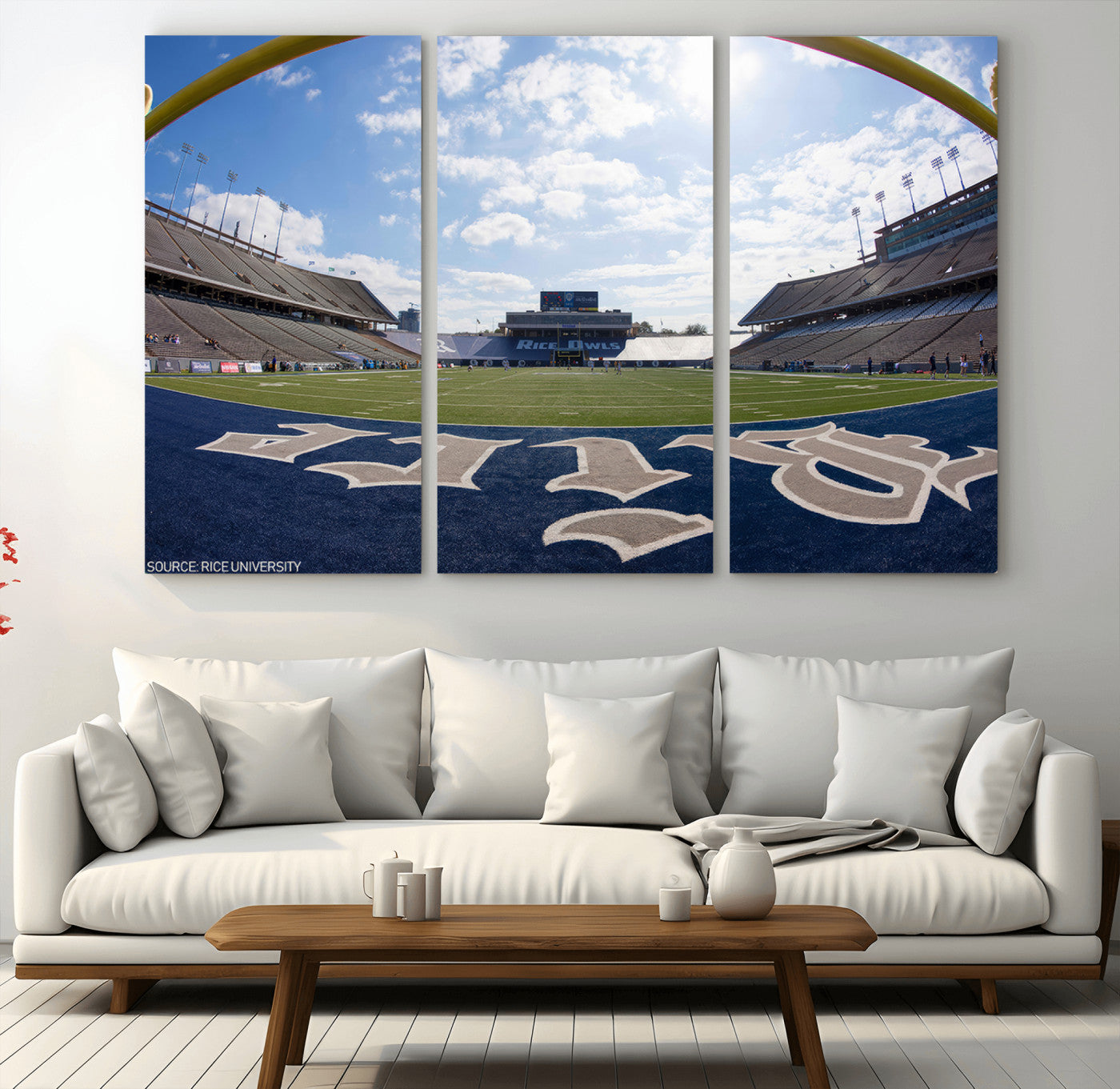 MGV-CV-48X32-3P - Rice University Owls Football Team Print - Houston Rice Stadium Wall Art Canvas Print