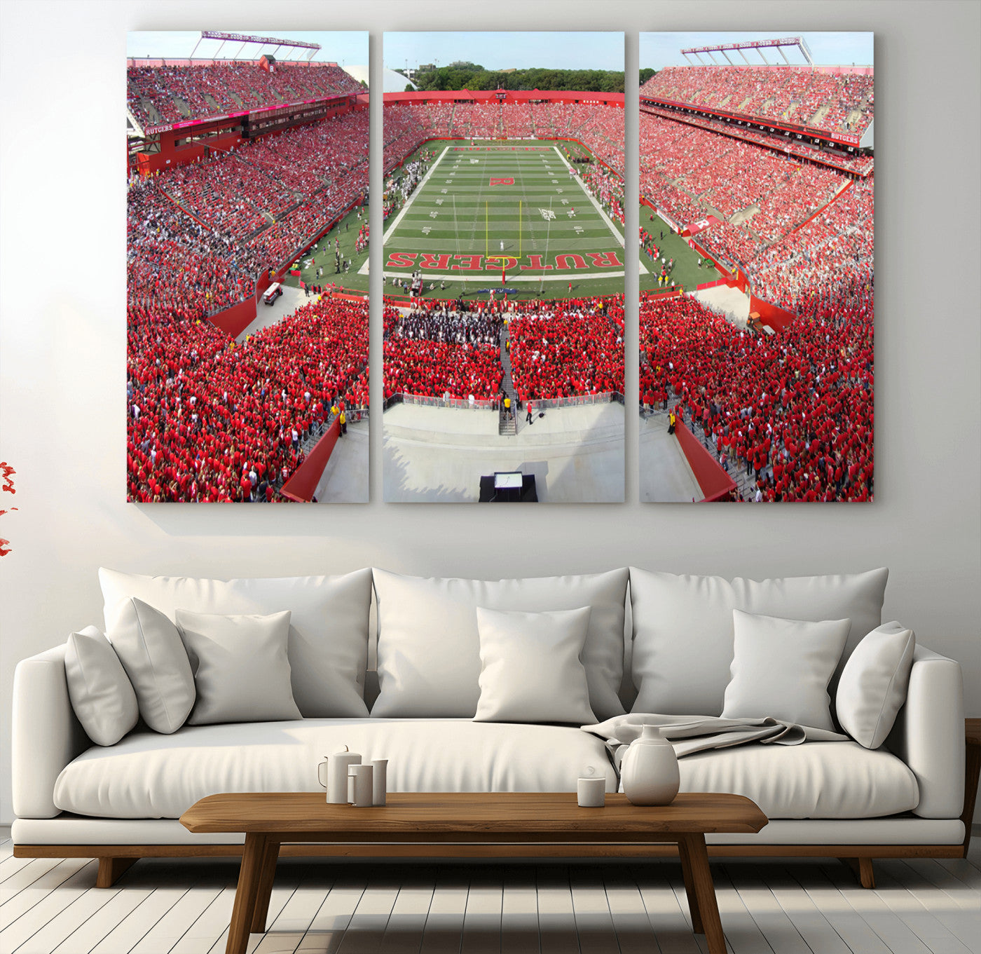 MGV-CV-48X32-3P - Rutgers Scarlet Knights Football Team Print - Piscataway SHI Stadium Wall Art Canvas Print