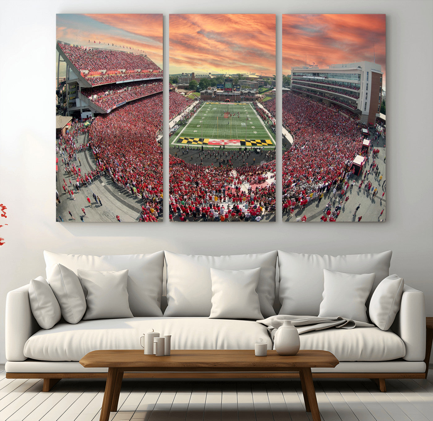 MGV-CV-48X32-3P - University of Maryland Terrapins Football Team Print - College Park SECU Stadium Wall Art Canvas