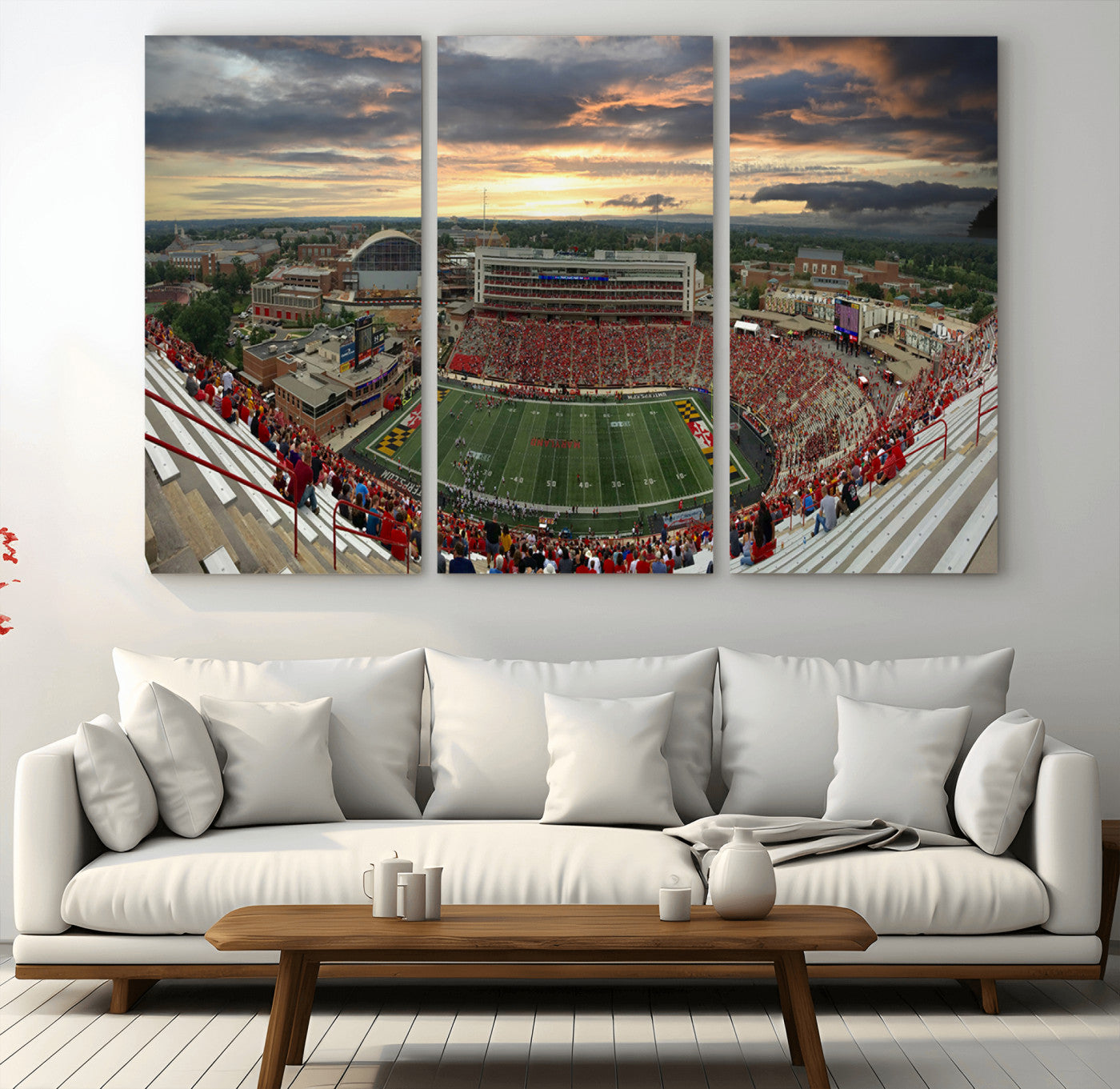 MGV-CV-48X32-3P - University of Maryland Terrapins Football Team Print - College Park SECU Stadium Wall Art Canvas