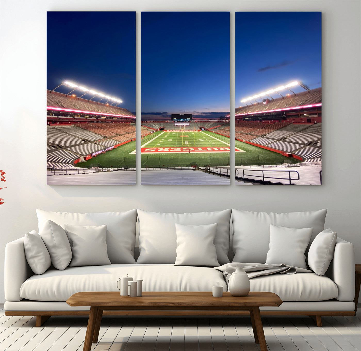 MGV-CV-48X32-3P - Rutgers Scarlet Knights Football Team Print - Piscataway SHI Stadium Wall Art Canvas Print