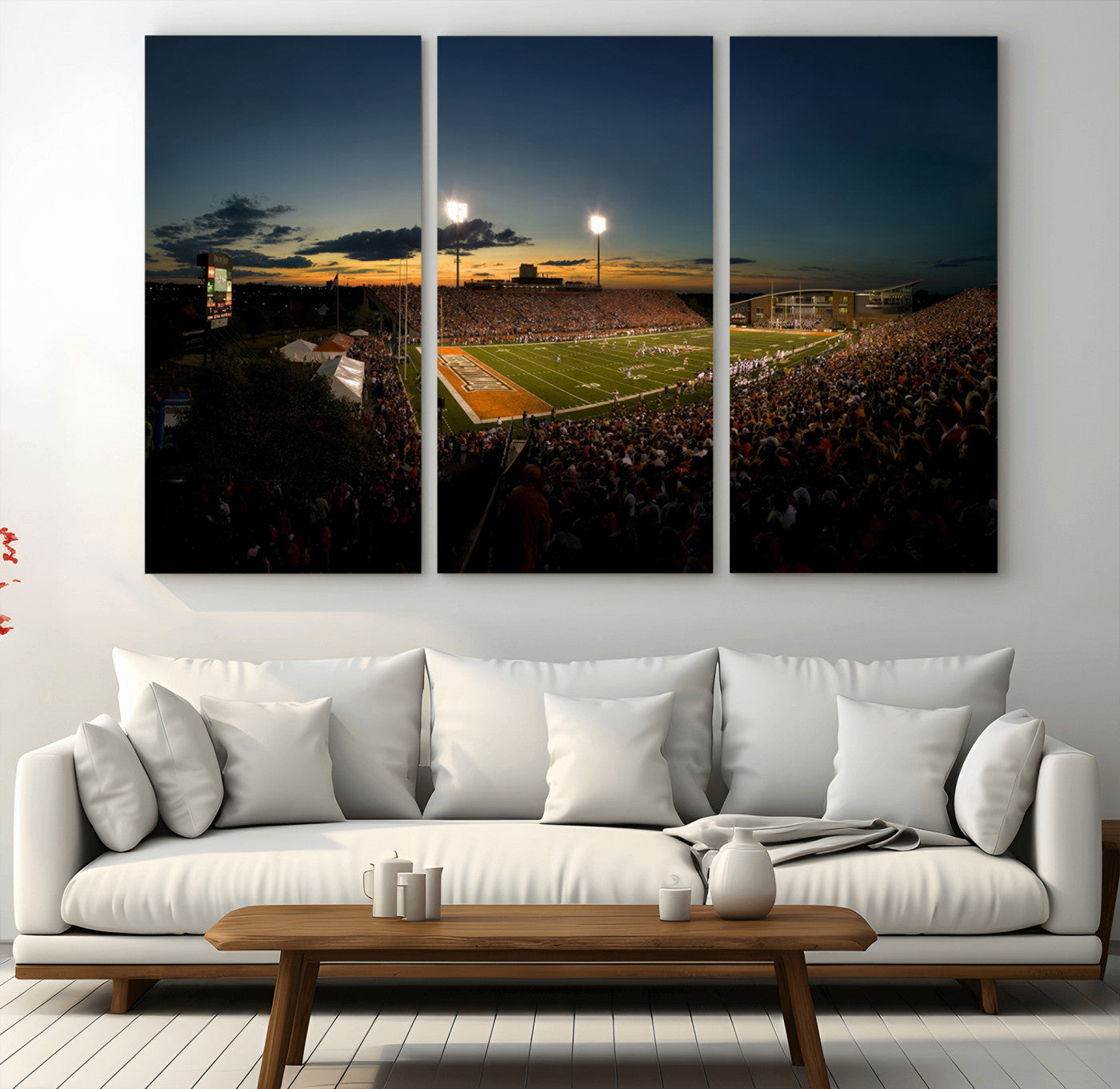 15980-MGV-CV-48X32-3P-Ball State Cardinals Football Team Print - Muncie Scheumann Stadium Wall Art Canvas Print