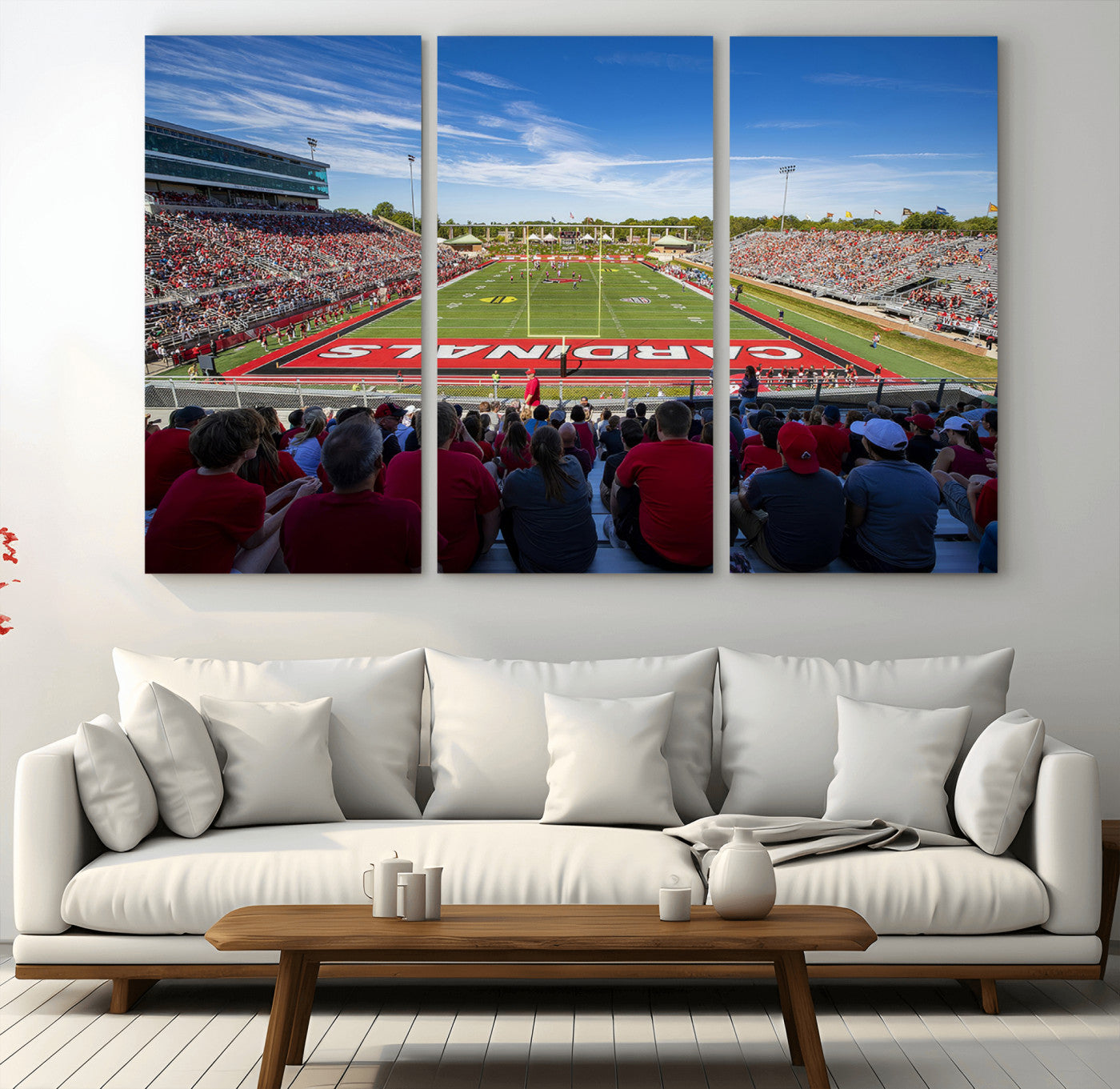MGV-CV-48X32-3P - Ball State Cardinals Football Team Print - Muncie Scheumann Stadium Wall Art Canvas Print