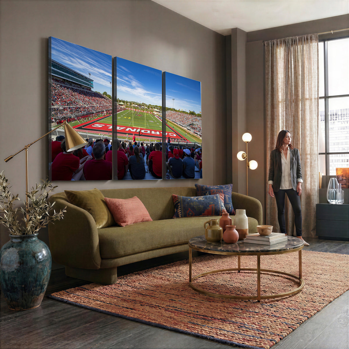 71475-PAN-FL-20X10 - Ball State Cardinals Football Team Print - Muncie Scheumann Stadium Wall Art Canvas Print