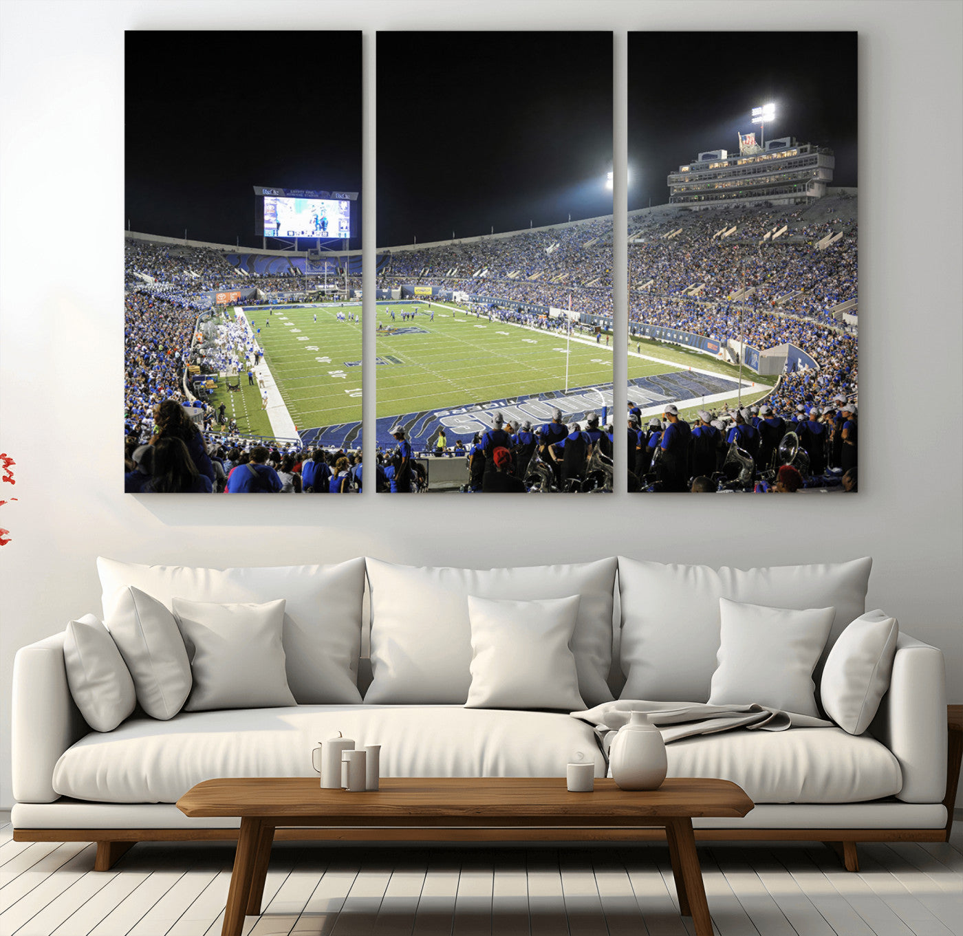 MGV-CV-48X32-3P - University of Memphis Tigers Football Team Print - Memphis Simmons Bank Liberty Stadium Wall Art