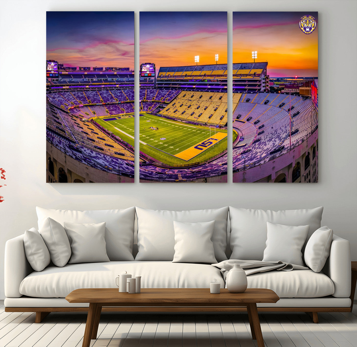 MGV-CV-48X32-3P - The Louisiana State University Tigers Football Team Print - Baton Rouge Tiger Stadium Wall Art