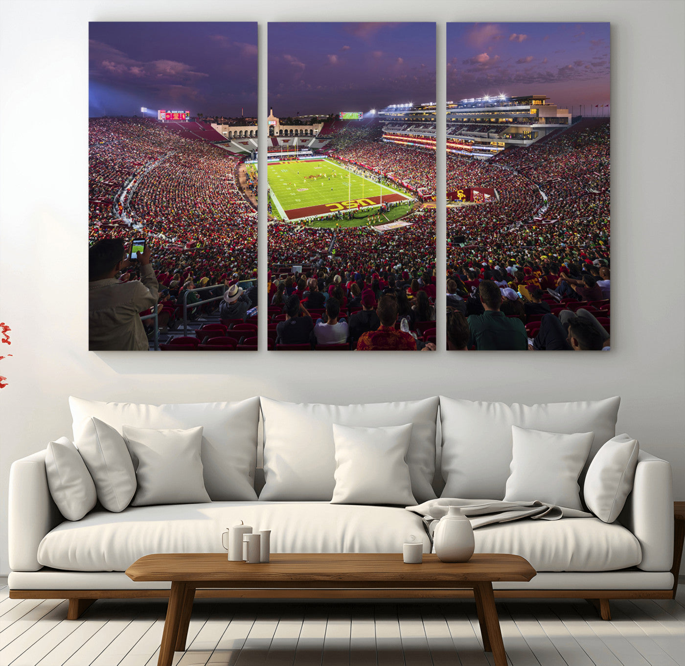MGV-CV-48X32-3P - The University of Southern California USC Trojans Football Team Print - Los Angeles Memorial