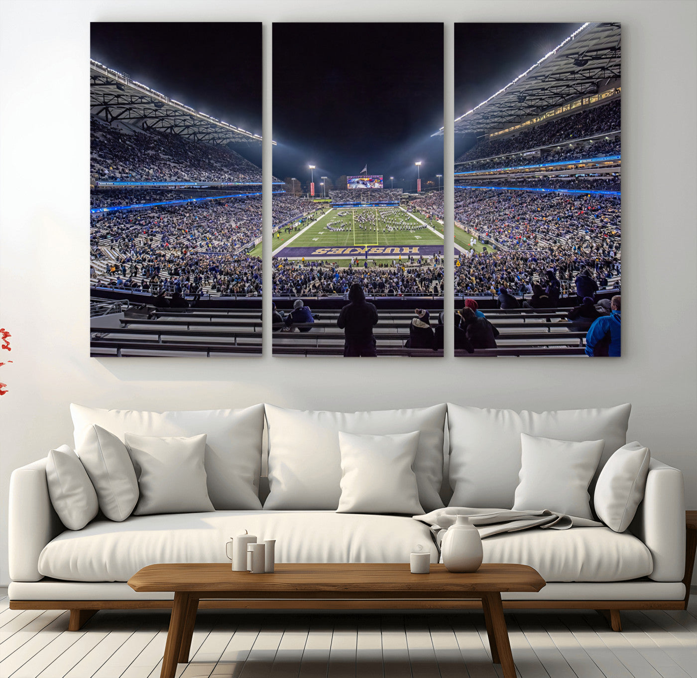 MGV-CV-48X32-3P - The University of Washington Huskies Football Team Print - Seattle Husky Stadium Wall Art Canvas
