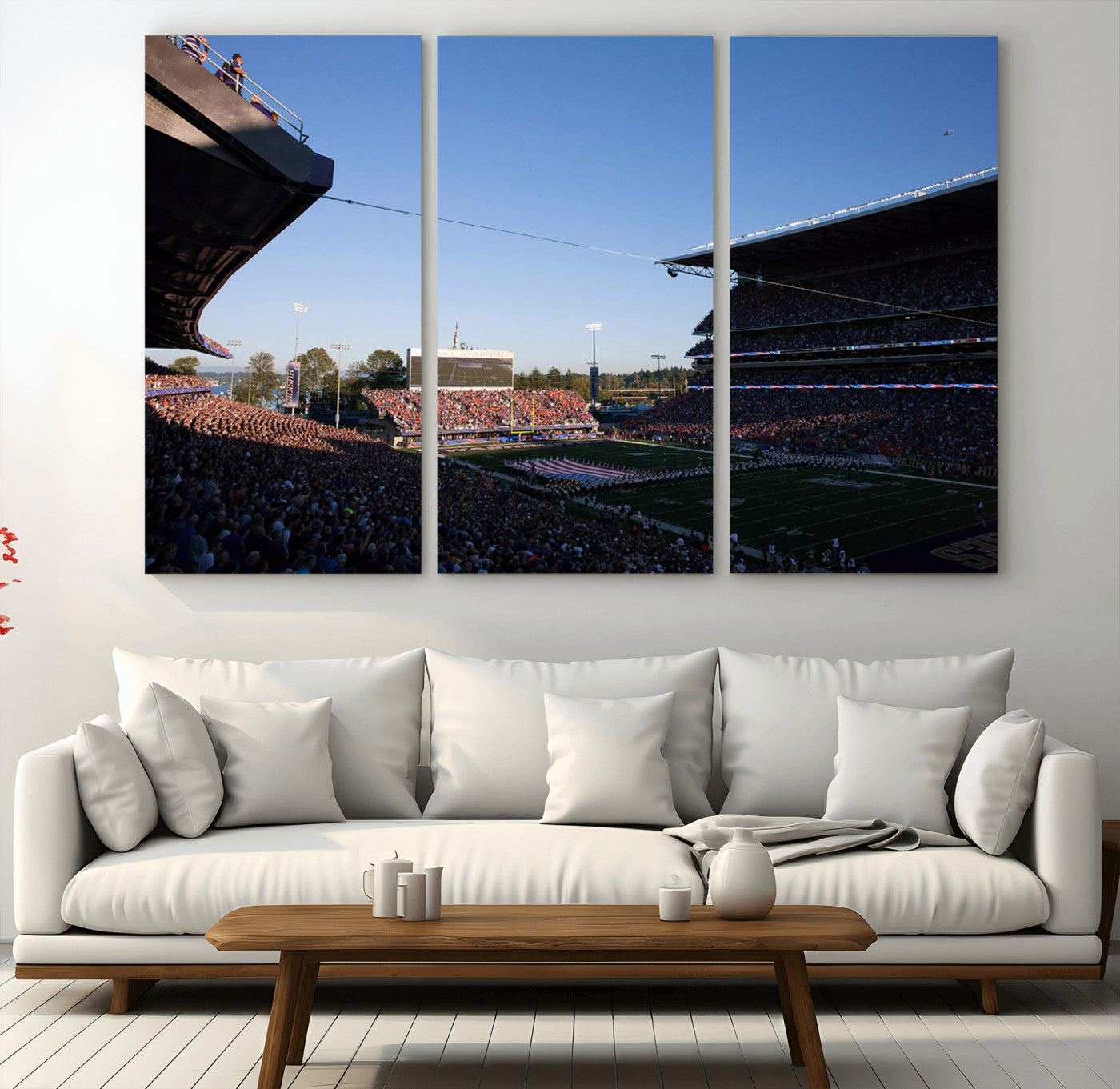 MGV-CV-48X32-3P - The University of Washington Huskies Football Team Print - Seattle Husky Stadium Wall Art Canvas