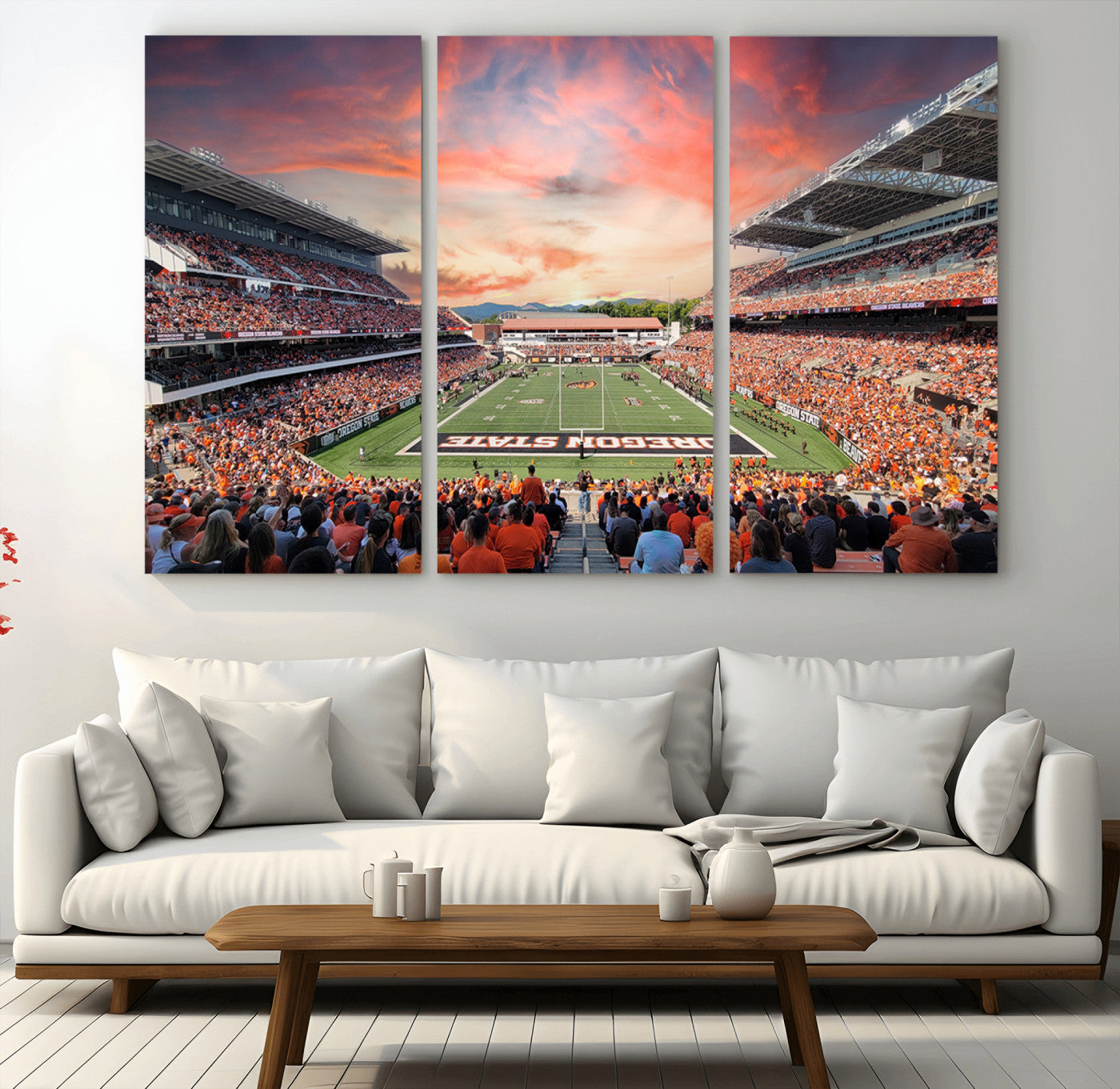 MGV-CV-48X32-3P - Oregon State Beavers Football Team Print - Corvallis Reser Stadium Wall Art Canvas Print