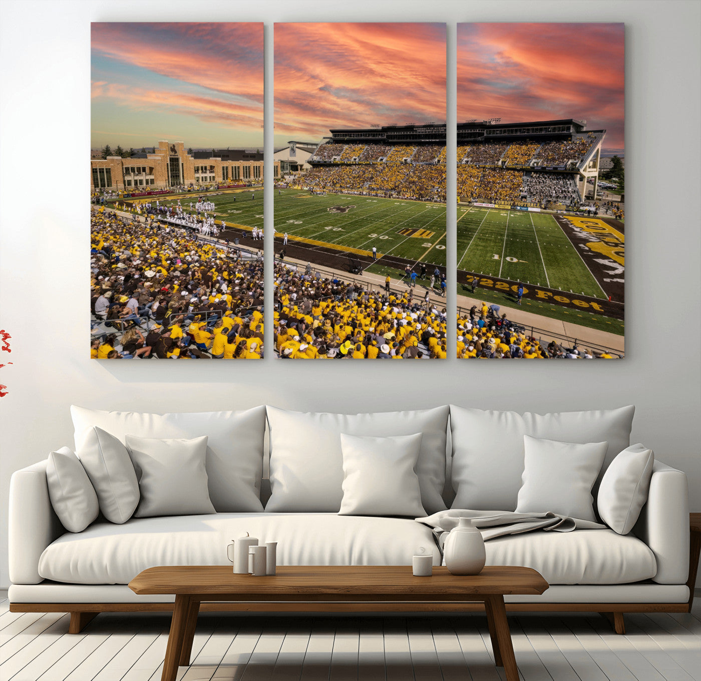 MGV-CV-48X32-3P - University of Wyoming Cowboys Football Team Print - Laramie Jonah Field War Memorial Stadium Wall