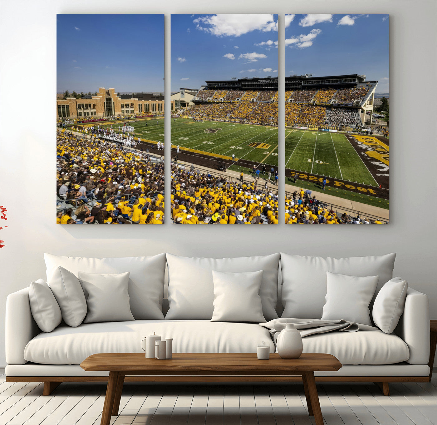 MGV-CV-48X32-3P - University of Wyoming Cowboys Football Team Print - Laramie Jonah Field War Memorial Stadium Wall