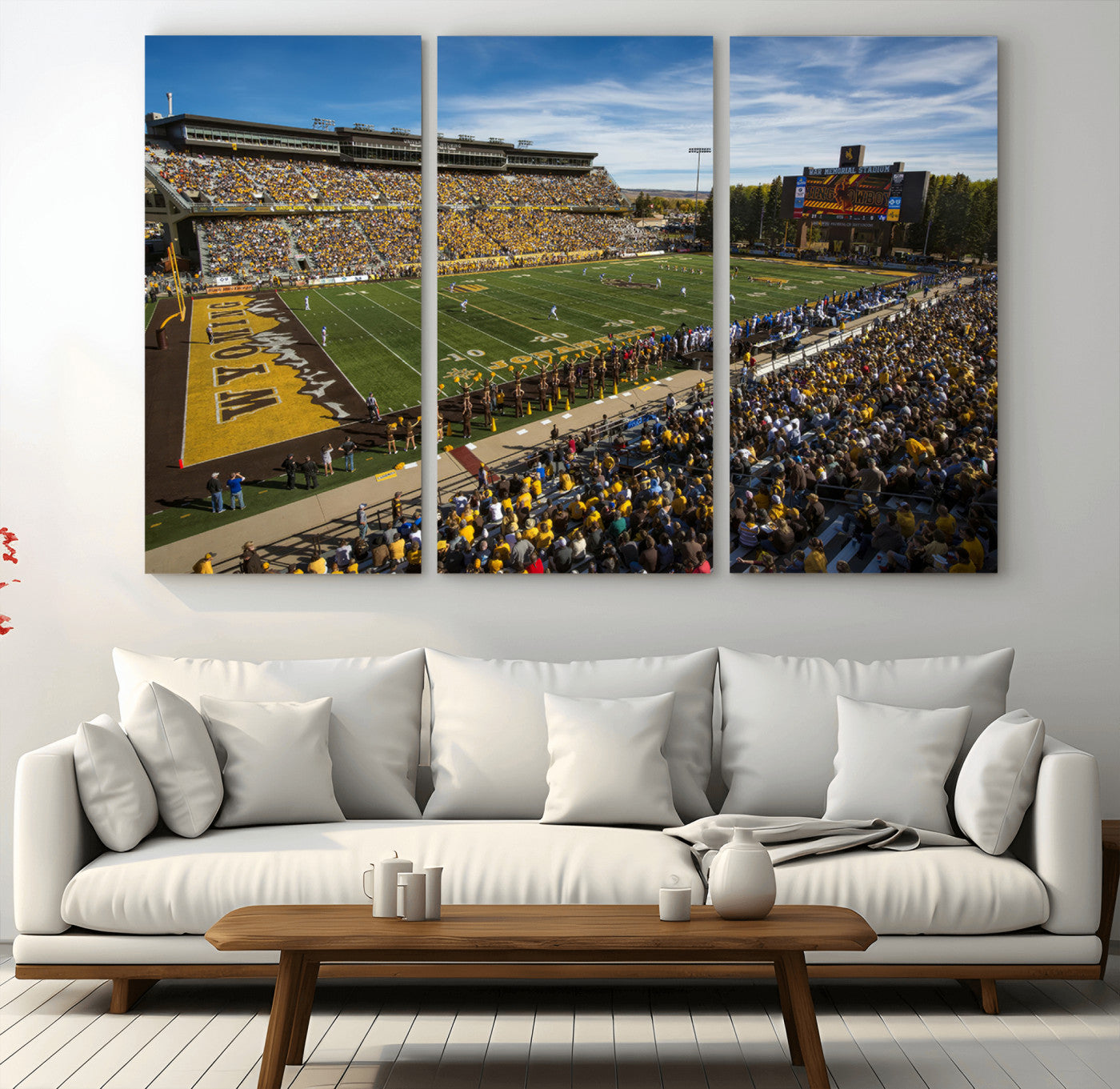 MGV-CV-48X32-3P - University of Wyoming Cowboys Football Team Print - Laramie Jonah Field War Memorial Stadium Wall