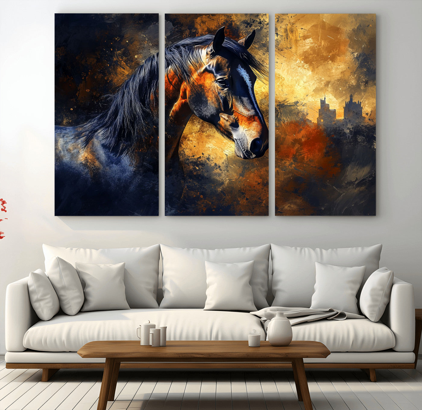 MGV-CV-48X32-3P - Abstract Horse Art Print - Abstract Canvas Wall Art | Perfect for Rustic Farmhouse, Modern, or