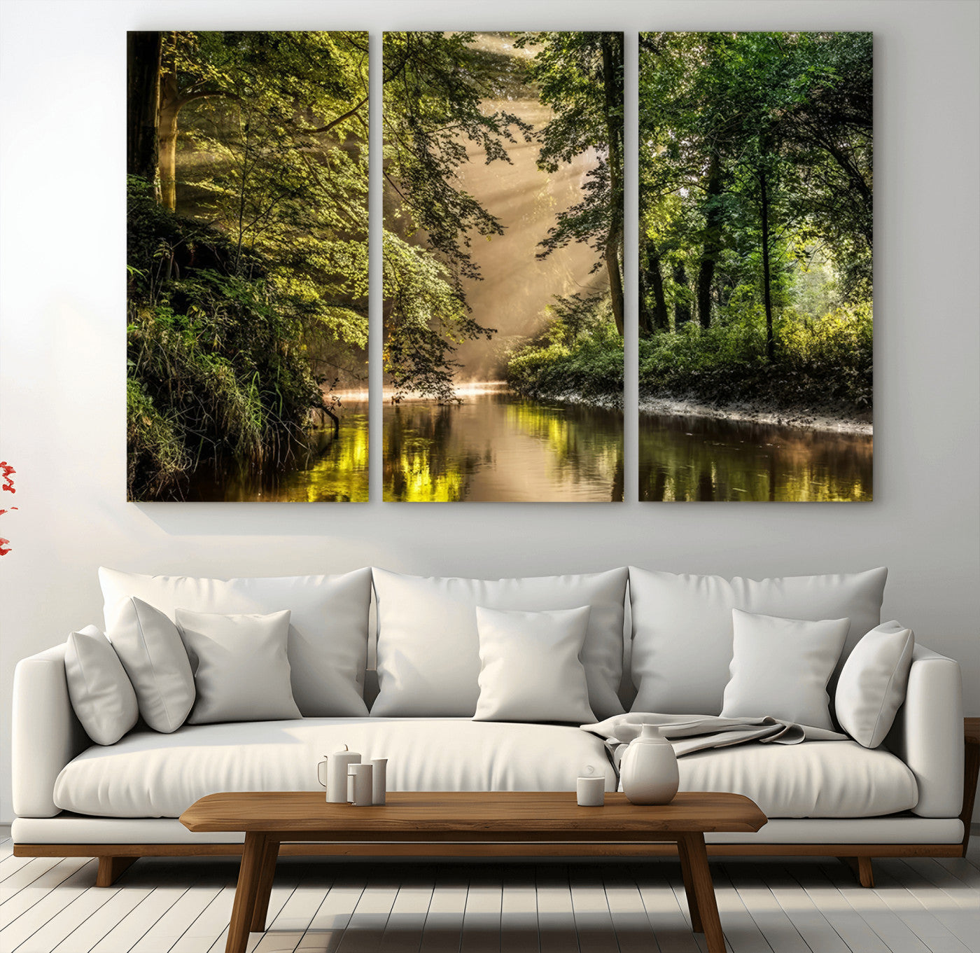 MGV-CV-48X32-3P - Forest Wall Art Print | River Landscape Wall Art | Perfect for Farmhouse Wall Decor, Cabin Wall Art