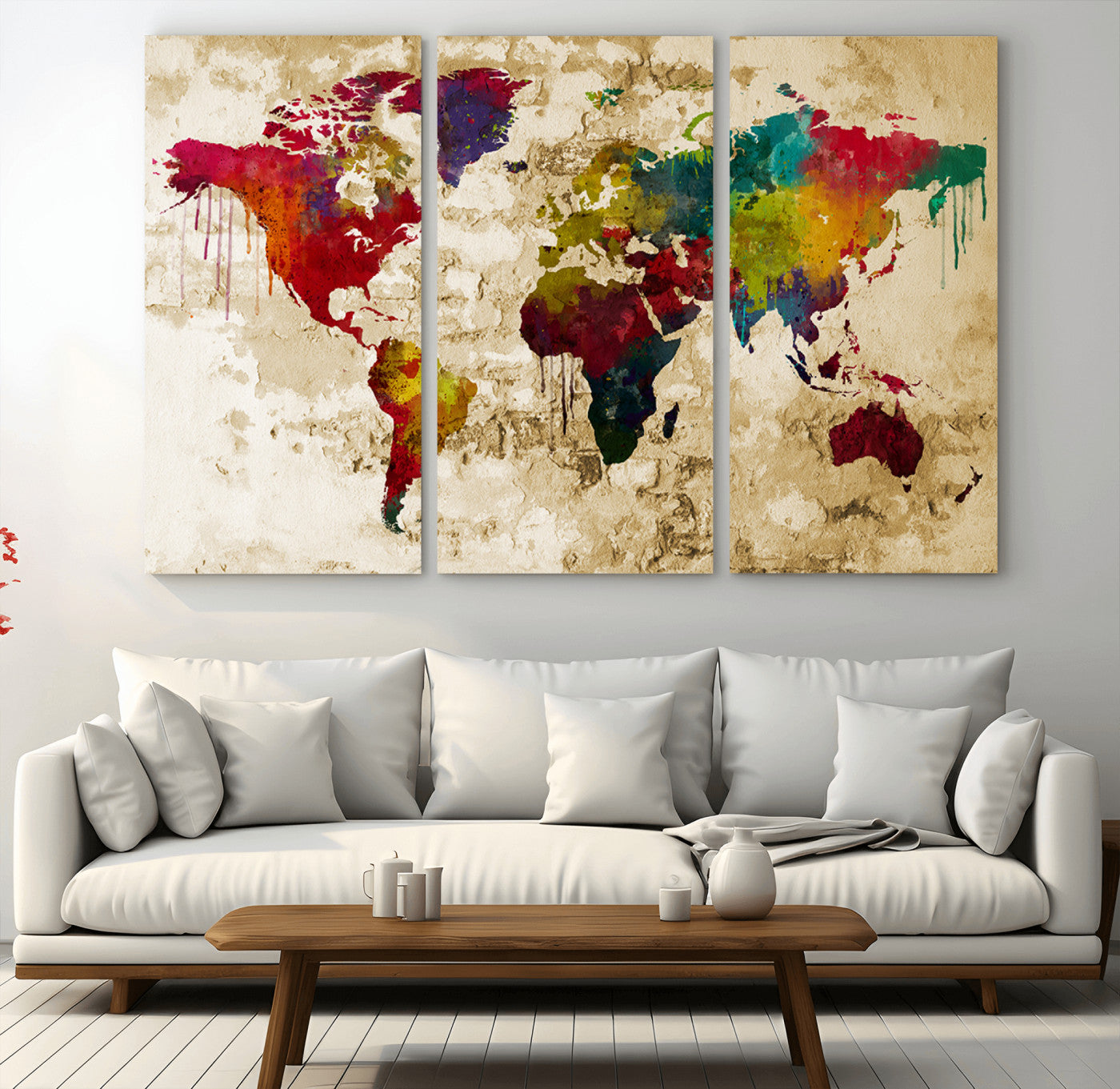 MGV-CV-48X32-3P - Push Pin World Map Canvas Print – Framed Wall Art for Couples to Track Their Travels – Anniversary