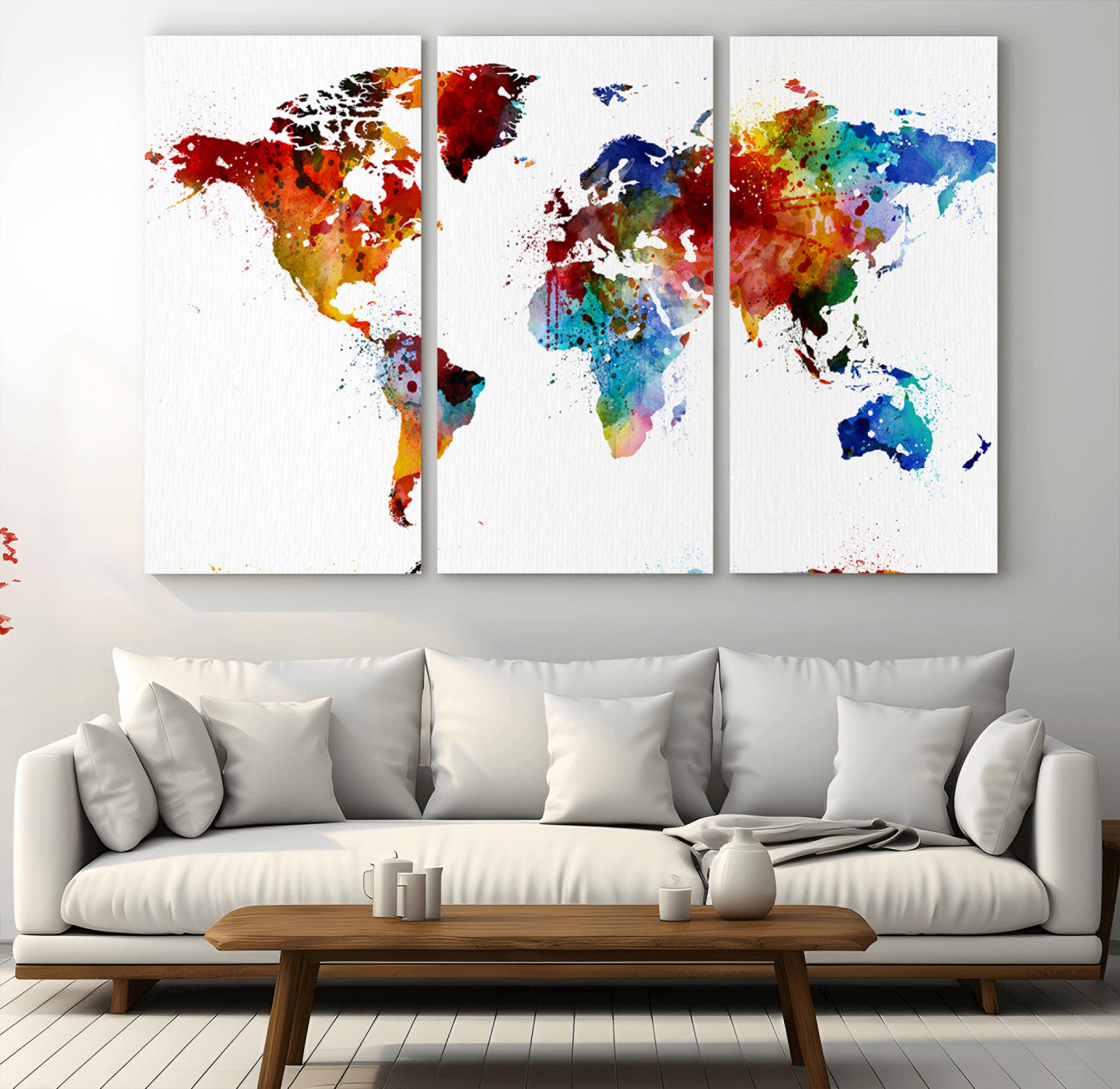 MGV-CV-48X32-3P - Push Pin World Map Canvas Print – Framed Wall Art for Couples to Track Their Travels – Anniversary