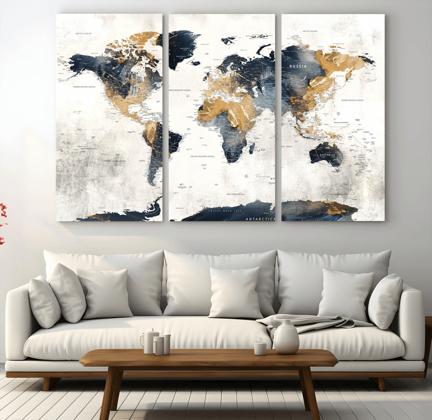 72479-MGV-CV-48X32-3P-Push Pin World Map Canvas Print – Travel Tracker Wall Art for Couples, Perfect Anniversary Gift for Home or Office Decor