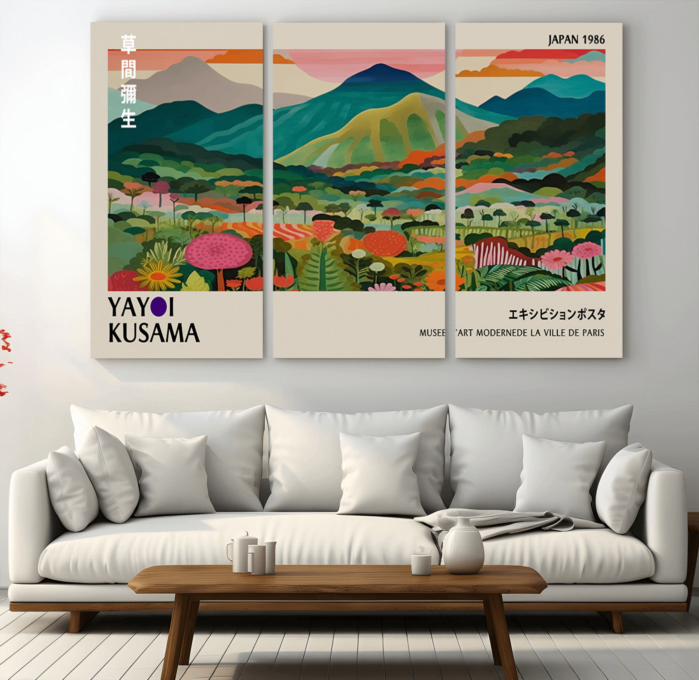 83384-MGV-CV-36X24-Yayoi Kusama Japan 1986 Canvas – Wabi Sabi Japanese Vibrant Abstract Wall Art Contemporary Canvas for Home, Office