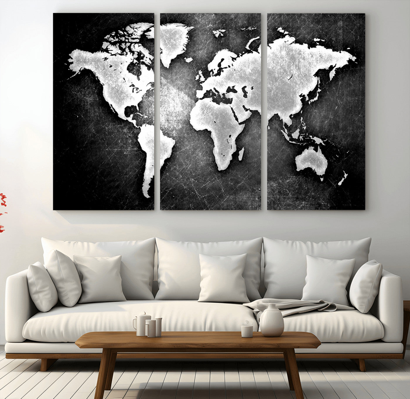 MGV-CV-48X32-3P - World Map Wall Art Canvas Print – Framed Wall Art for Anniversary Gift or Home Adventure Decor
