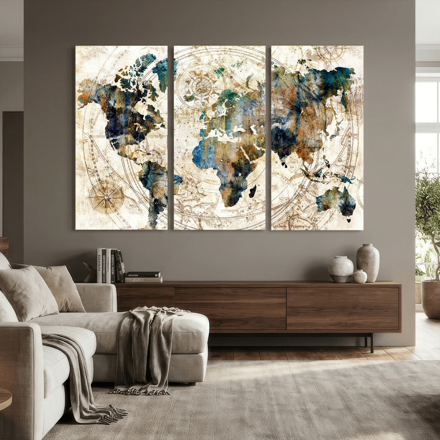10554-MGV-CV-36X24 - Abstract World Map Art Print Canvas Print
