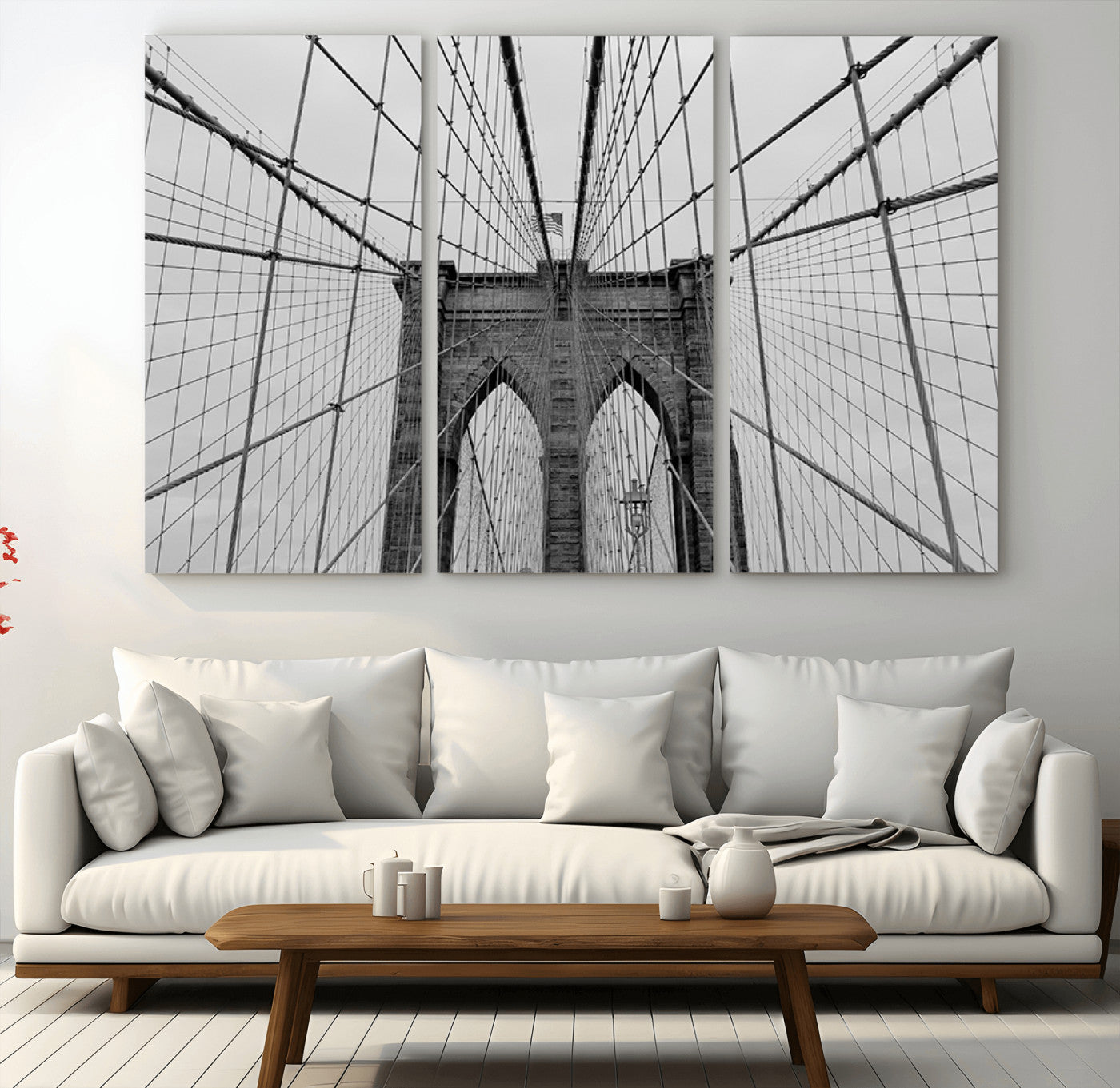 31341-MGV-CV-60X40-3P-Large Brooklyn Bridge Wall Art Canvas Print