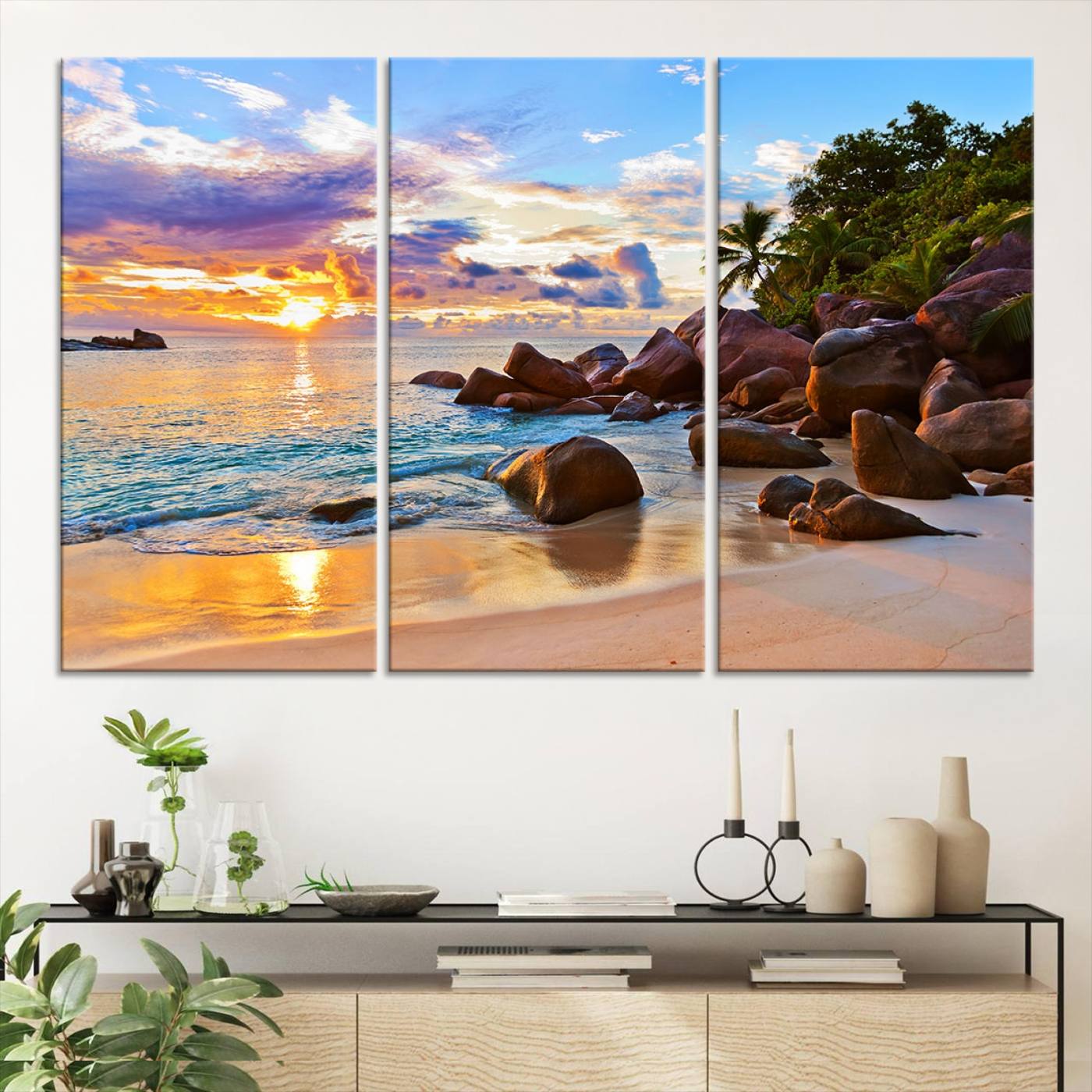 43209-MGV-CV-36X24-Tropical Island Beach Sunset Canvas Print