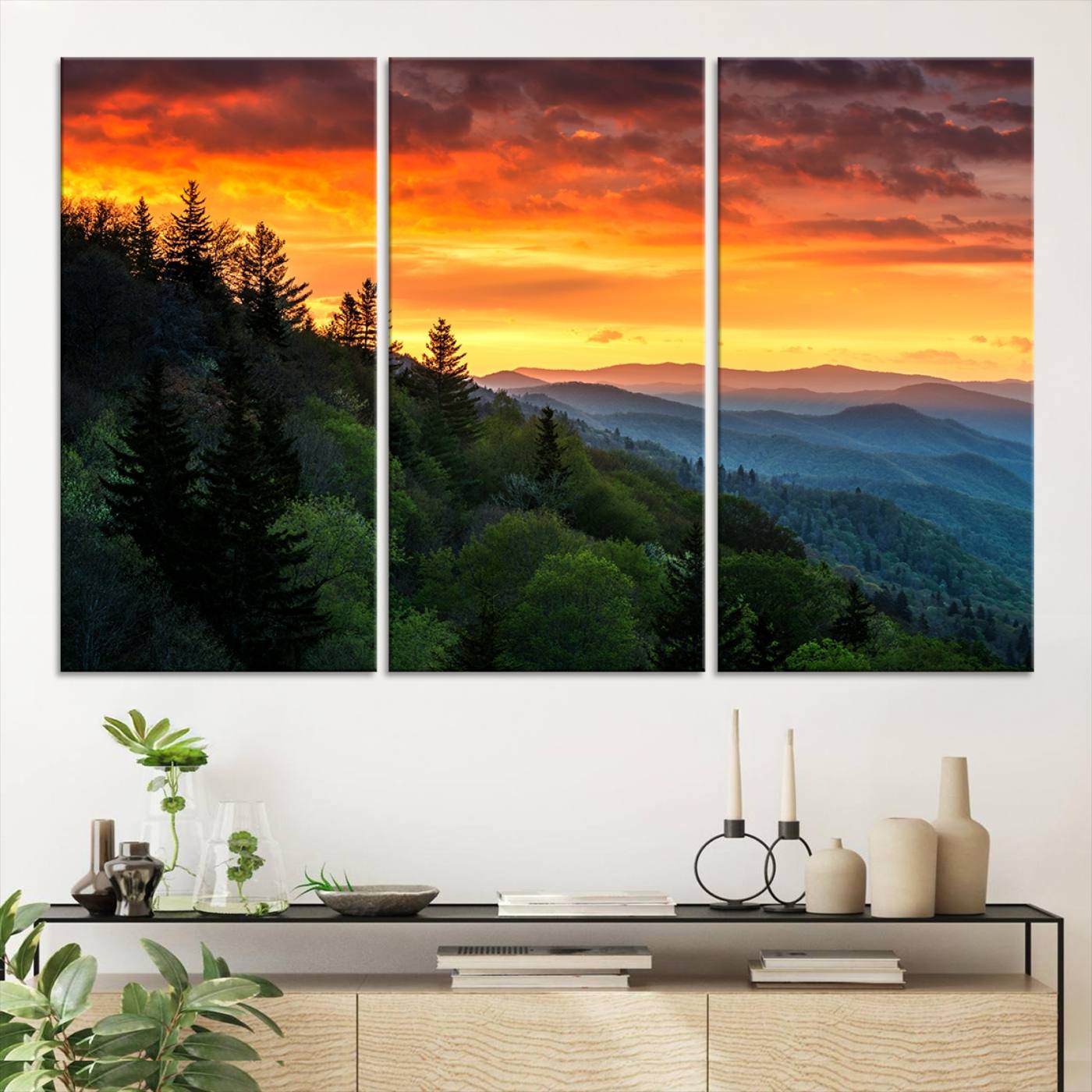 28501-MGV-CV-36X24-Forest Landscape Wall Art Sunset Canvas, Forest Sunset Canvas Print