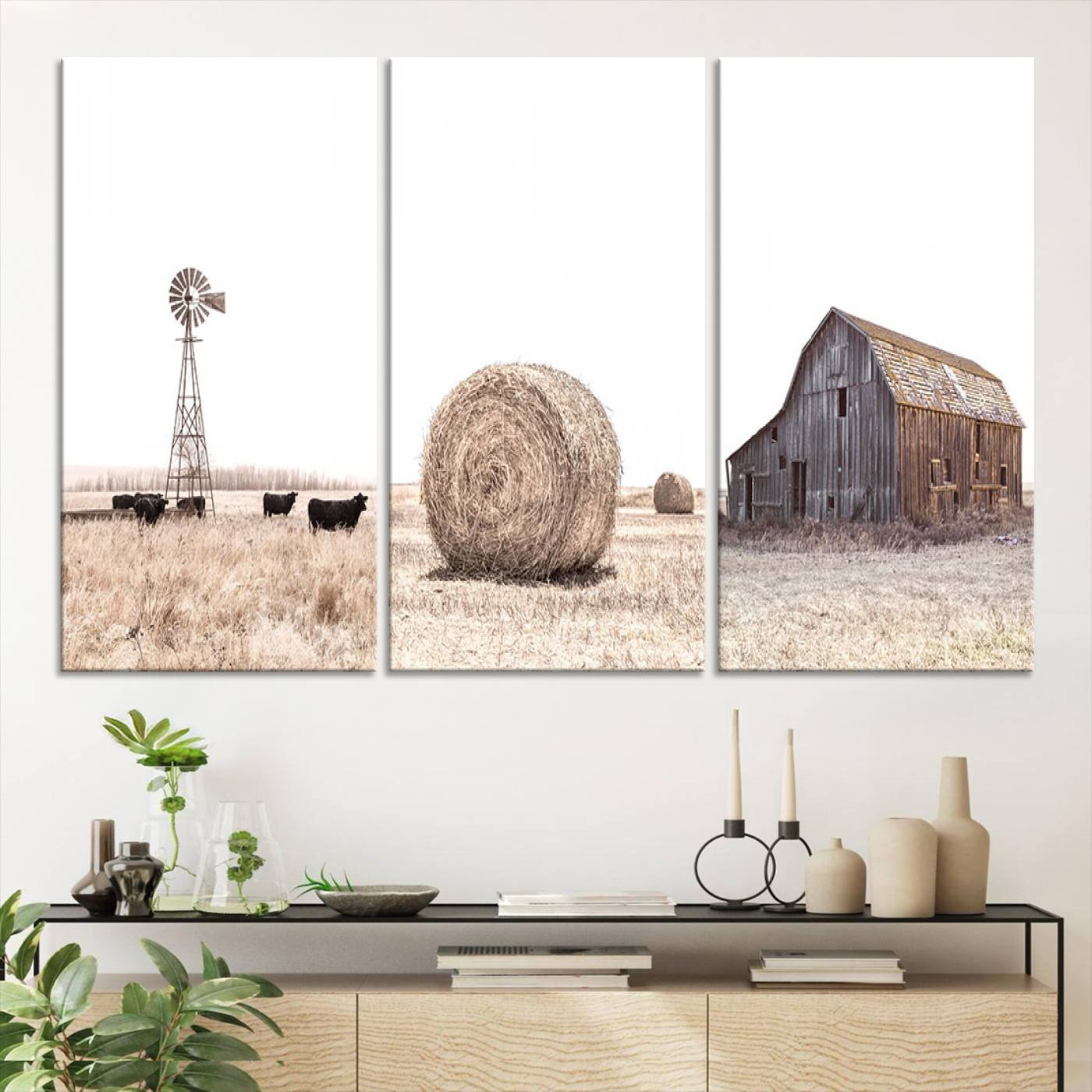 30918-MGV-CV-60X30-3P-Farm Prints Set, Set of 6 Farmhouse Wall Art, Country House Decor, Barn Print, Wheat Print, Farmhouse Wall Art, Gallery Wall Art, Farm Print