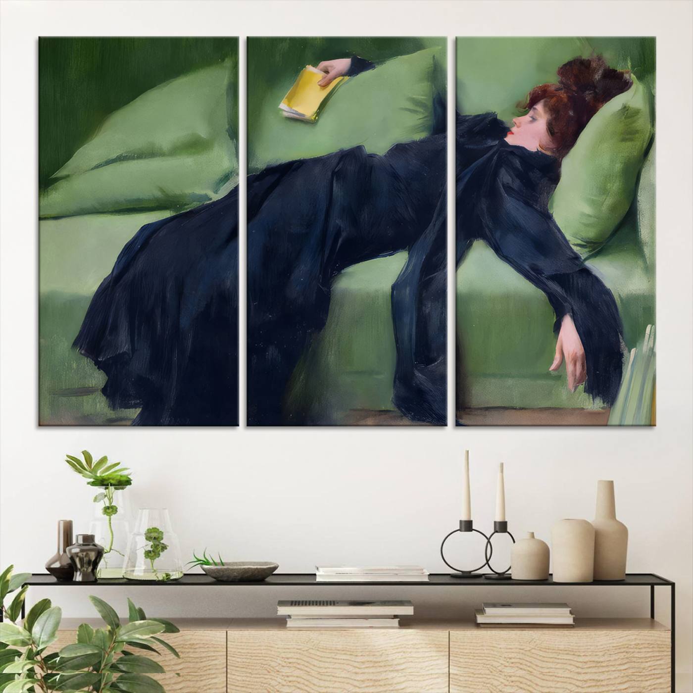 17725-MGV-CV-30X20-Decadent Girl by Ramon Casas Wall Art Canvas Print, Framed Decadent Girl Canvas Print