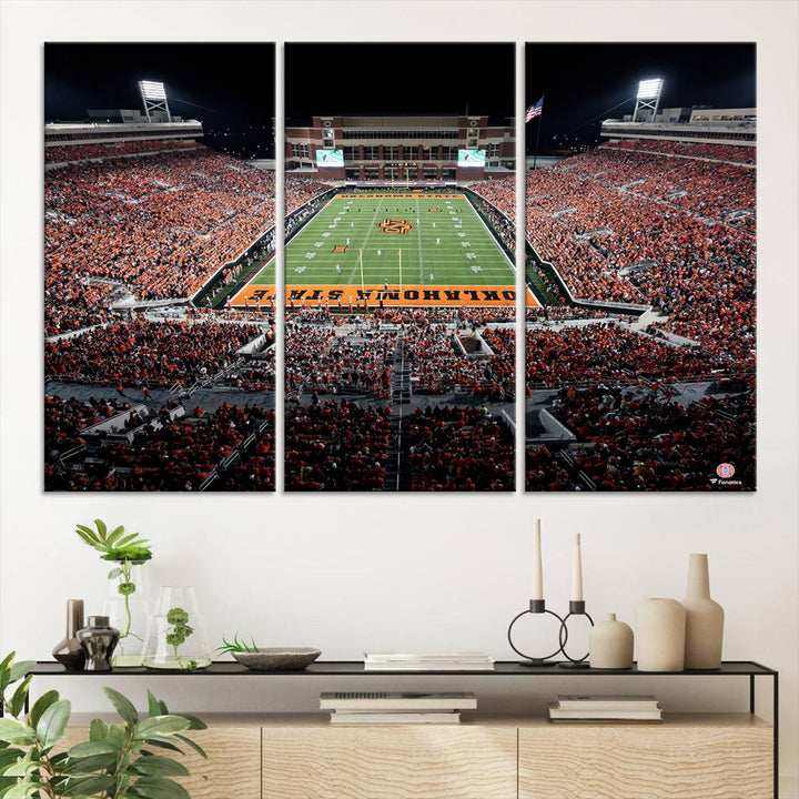 Oklahoma State Cowboys Canvas Print, Football Team Print - Stillwater Boone Pickens Stadium Wall Art Canvas Print