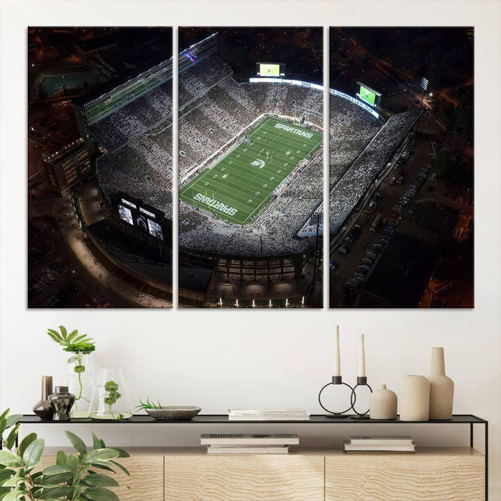 Michigan State Spartans Football Team Print - East Lansing Spartan Stadium Print Wall Art