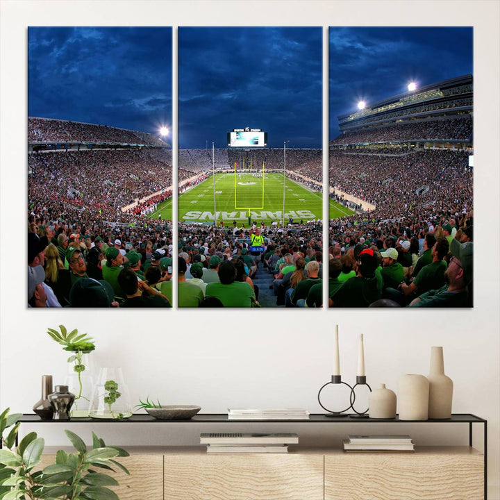 Michigan State Spartans Football Team Print - East Lansing Spartan Stadium Wall Art Canvas Print