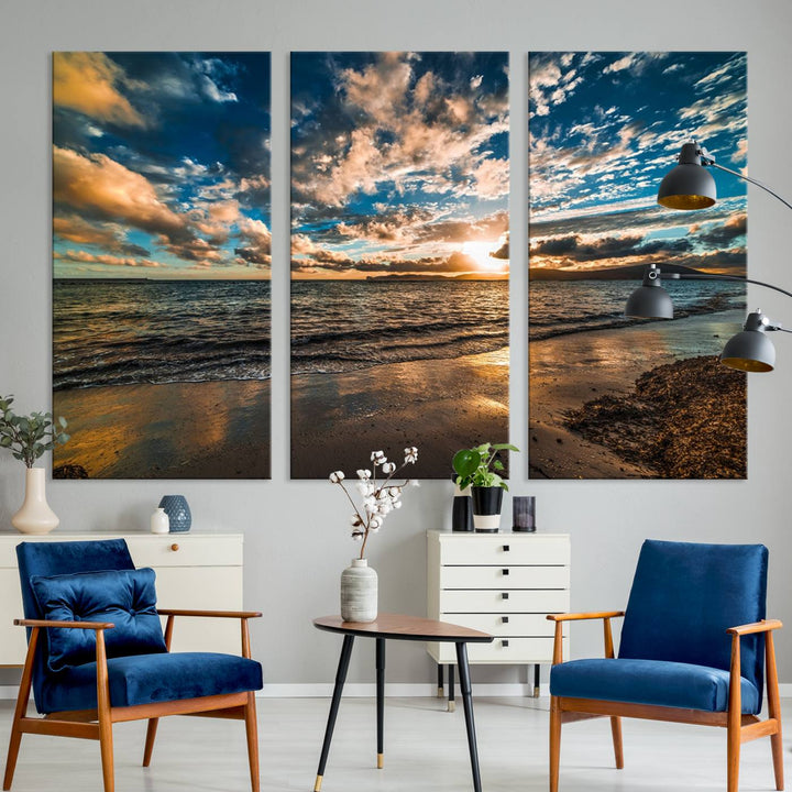 Beach Wall Art - Ocean Sunset Canvas.