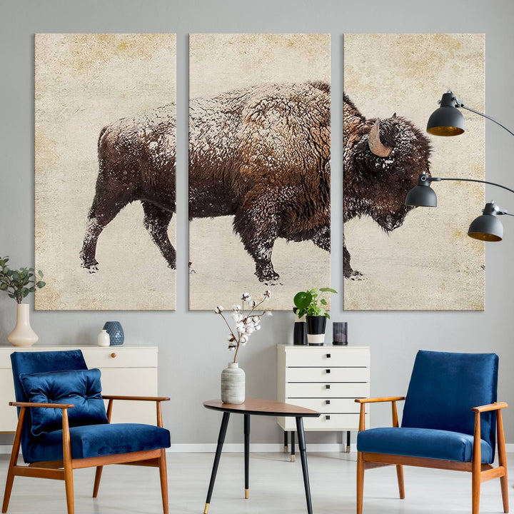 Buffalo Wall Art above a sideboard.