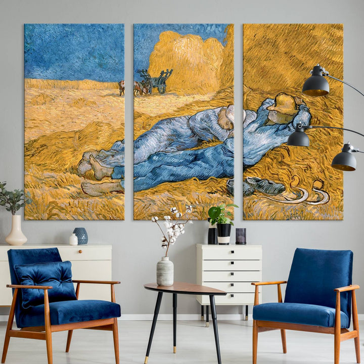 A Vincent Van Gogh Nature canvas print depicting resting farmers.